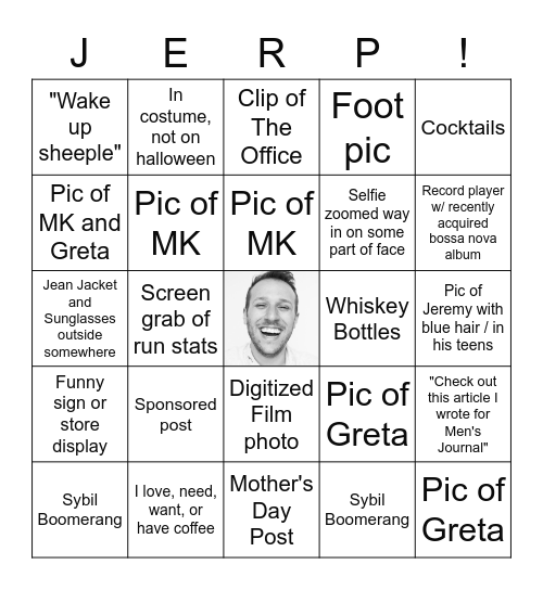 Jeremy's Instagram Story Bingo Card