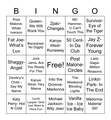 Singo! Bingo Card