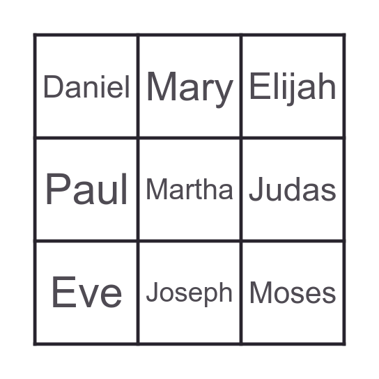 Bible characters bingo! Bingo Card