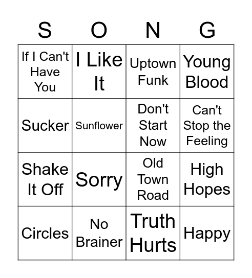 Music Bingo! Bingo Card