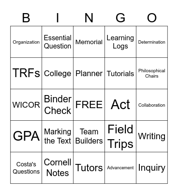 AVID BINGO Card