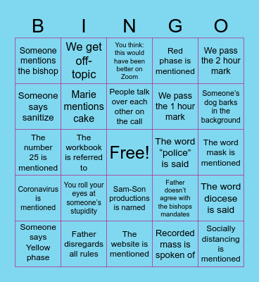 Liturgy- Covid-Bingo Card