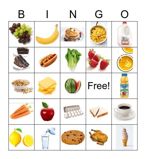 Food and Drink Bingo Card