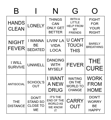 CORONA Bingo Card