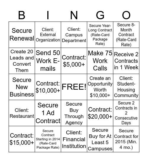 Q4 Bingo Card