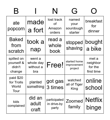 Quarantine. Bingo Card