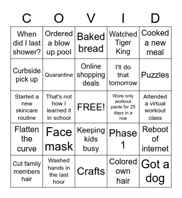 Coronavirus BINGO Card