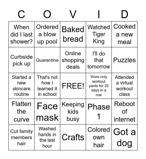 Coronavirus BINGO Card