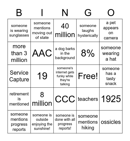 BHSM Bingo! Bingo Card