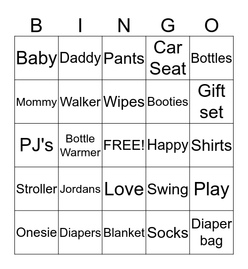 Andrea's Baby Bingo Card