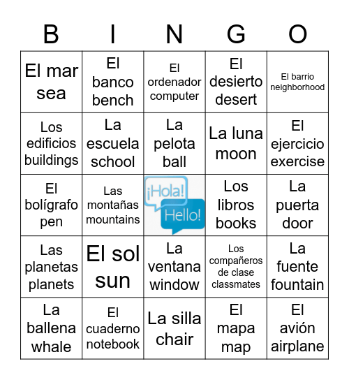 INTERCAMBIO Bingo Card