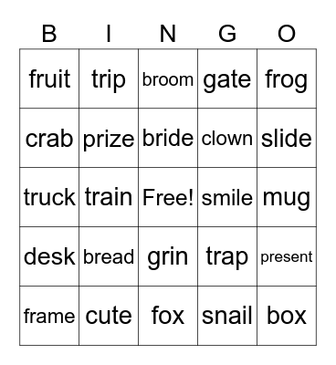 Phonics Bingo Card