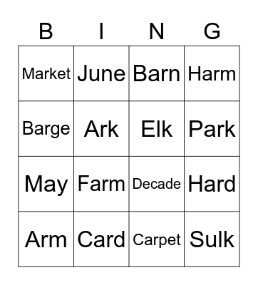 Bingo 1 Bingo Card