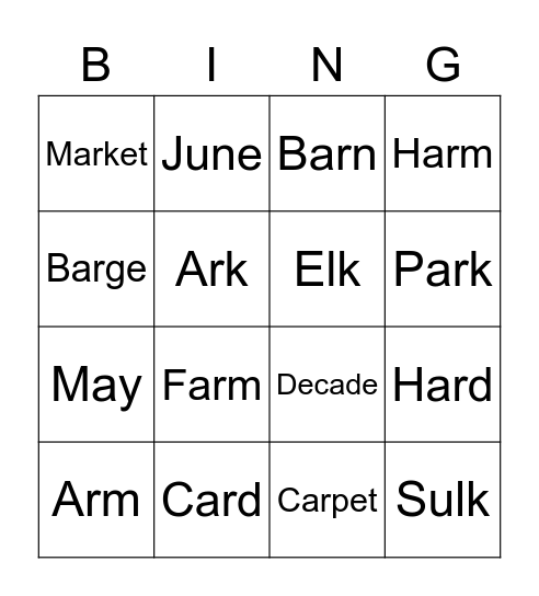 Bingo 1 Bingo Card