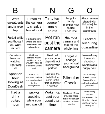 Quarantine Bingo Card