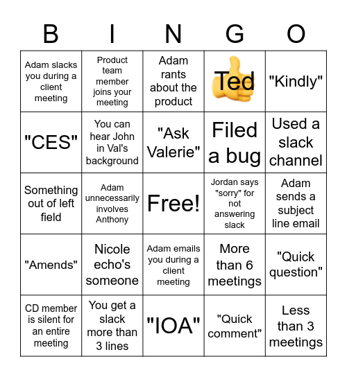 Client Dev Bingo Card