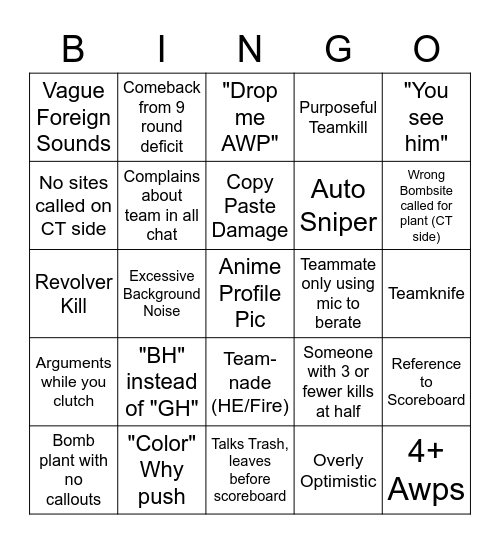 Duo Queue Bingo Card