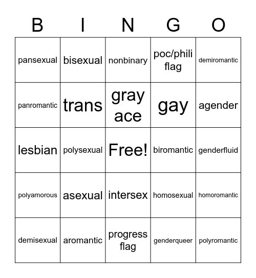 Queer Bingo Card