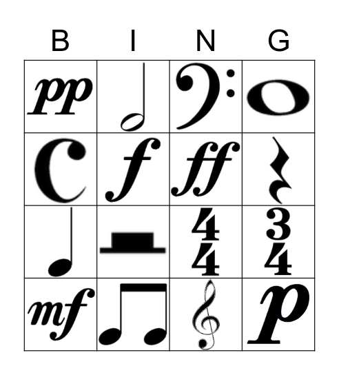 HHS Music Bingo Card