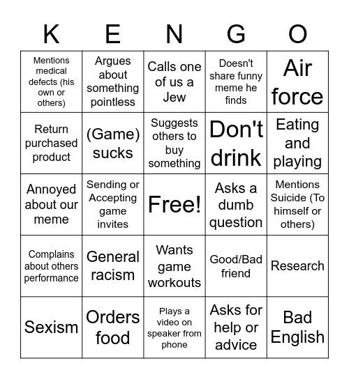 Actually Stupid Bingo Card