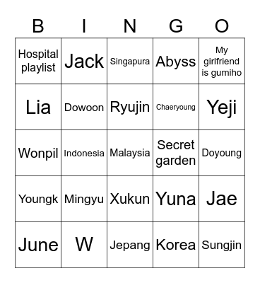 TAEYONG Bingo Card