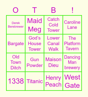 oLd ToWn BiNgO Card