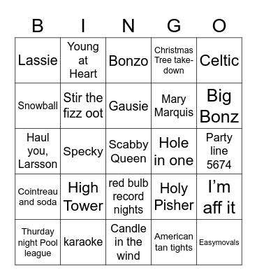 Family Bingo Card
