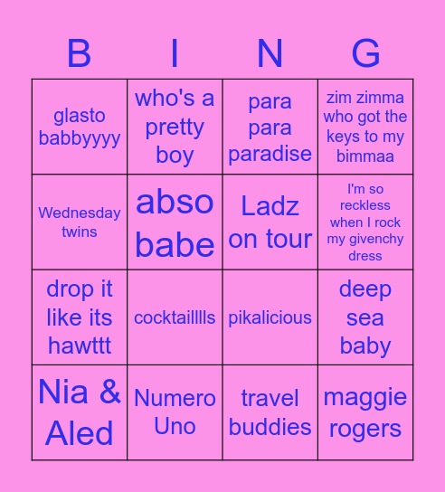 Pikalicious Birthday Bingo Card