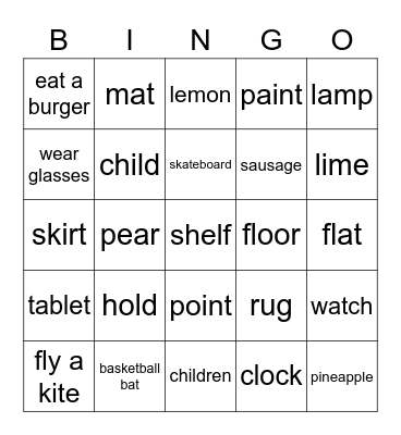 STARTERS - TEST 1 Bingo Card