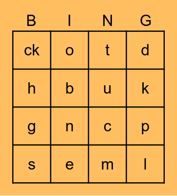 Phase 2 Sounds Bingo Card