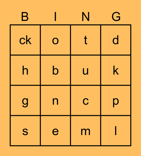 Phase 2 Sounds Bingo Card