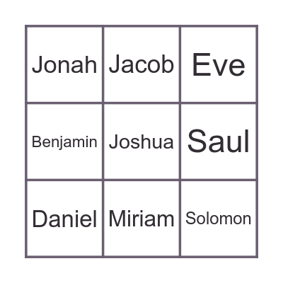 Bible characters bingo! Bingo Card