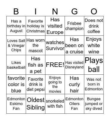 Staff Bingo Card