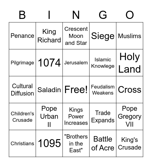 Crusades BINGO Card