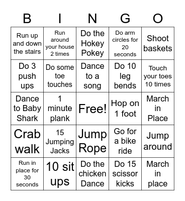 Grade 2 Exercise Bingo Part 2 Bingo Card