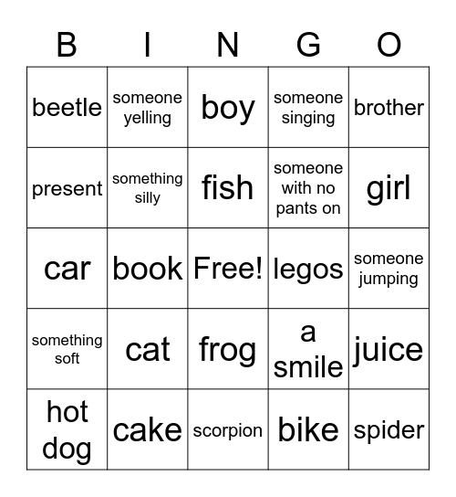 Harvey Birthday Bingo Card