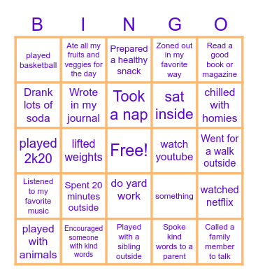 Staying Healthy BINGO! Bingo Card