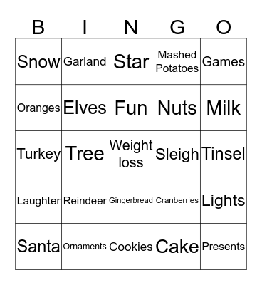 Christmas Bingo Card