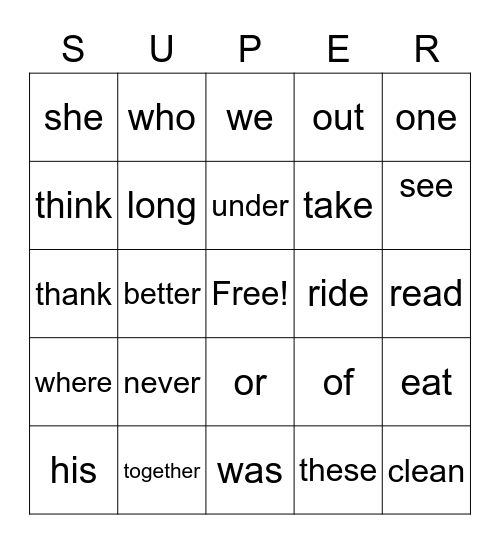 Superkids Bingo with Golly Bingo Card