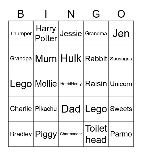 Family Bingo Card