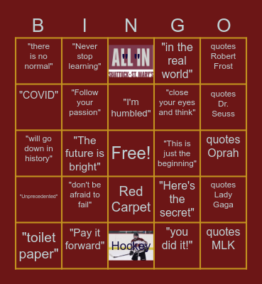 Commencement Bingo Card