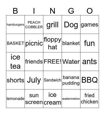 PICNIC Bingo Card