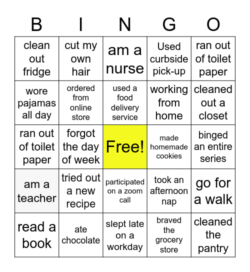 Shelter In BINGO Card