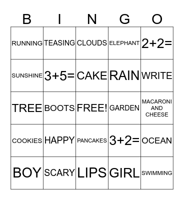 READ AND WRITE BINGO Card