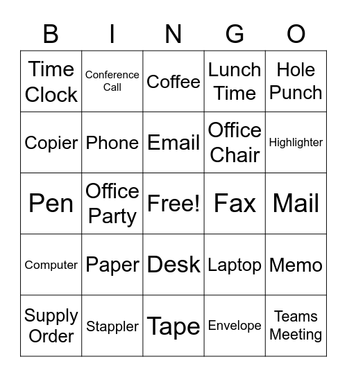office bingo template