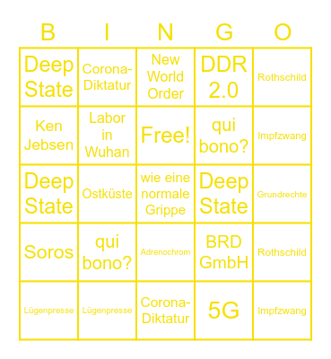 Verschwörungs-Bingo:Corona-Edition Bingo Card