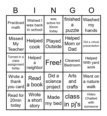 Char's Bingo Card Bingo Card