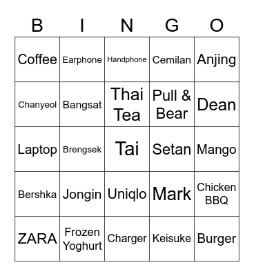 Soojung’s Bingo Card