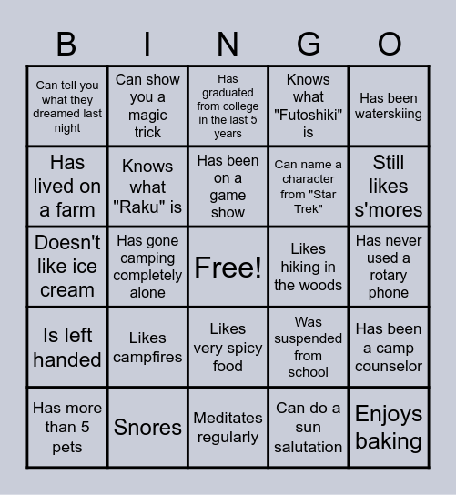 COD/DA Networking Bingo Card