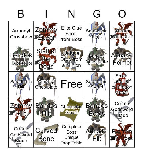 GWD RS GENERALS BINGO Card